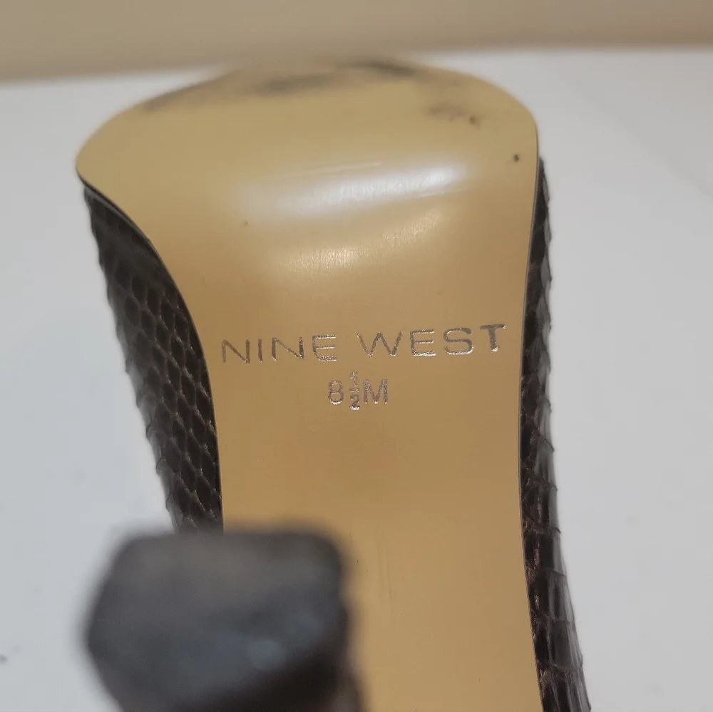 Nine West Brown Snakeskin Pointed-Toe Heels